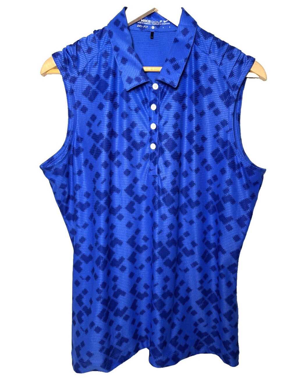 Nike Golf Polo Shirt Womens Large Blue Dri-FIT Sleeveless Athletic Top